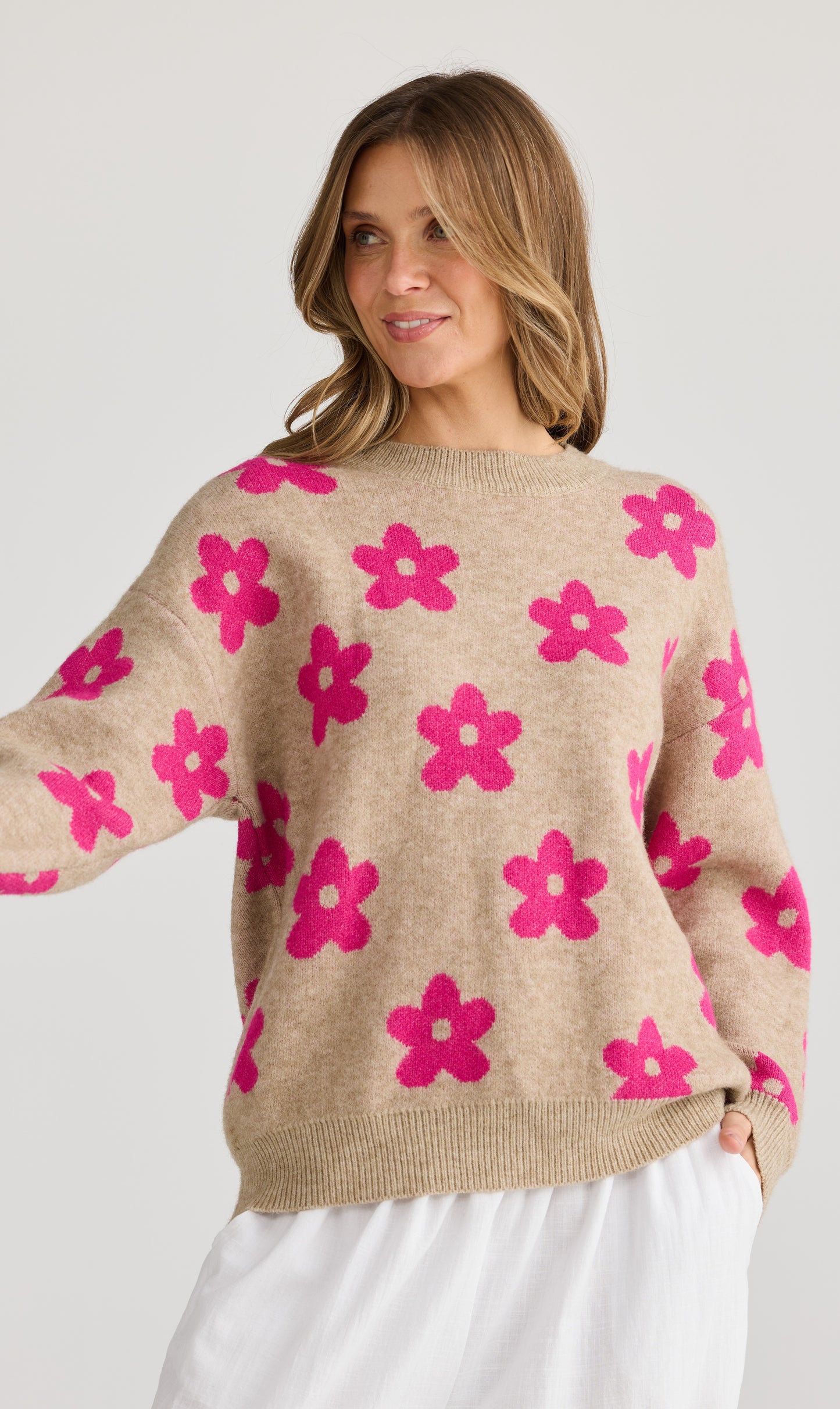 Maui Knit - Hot Pink Floral