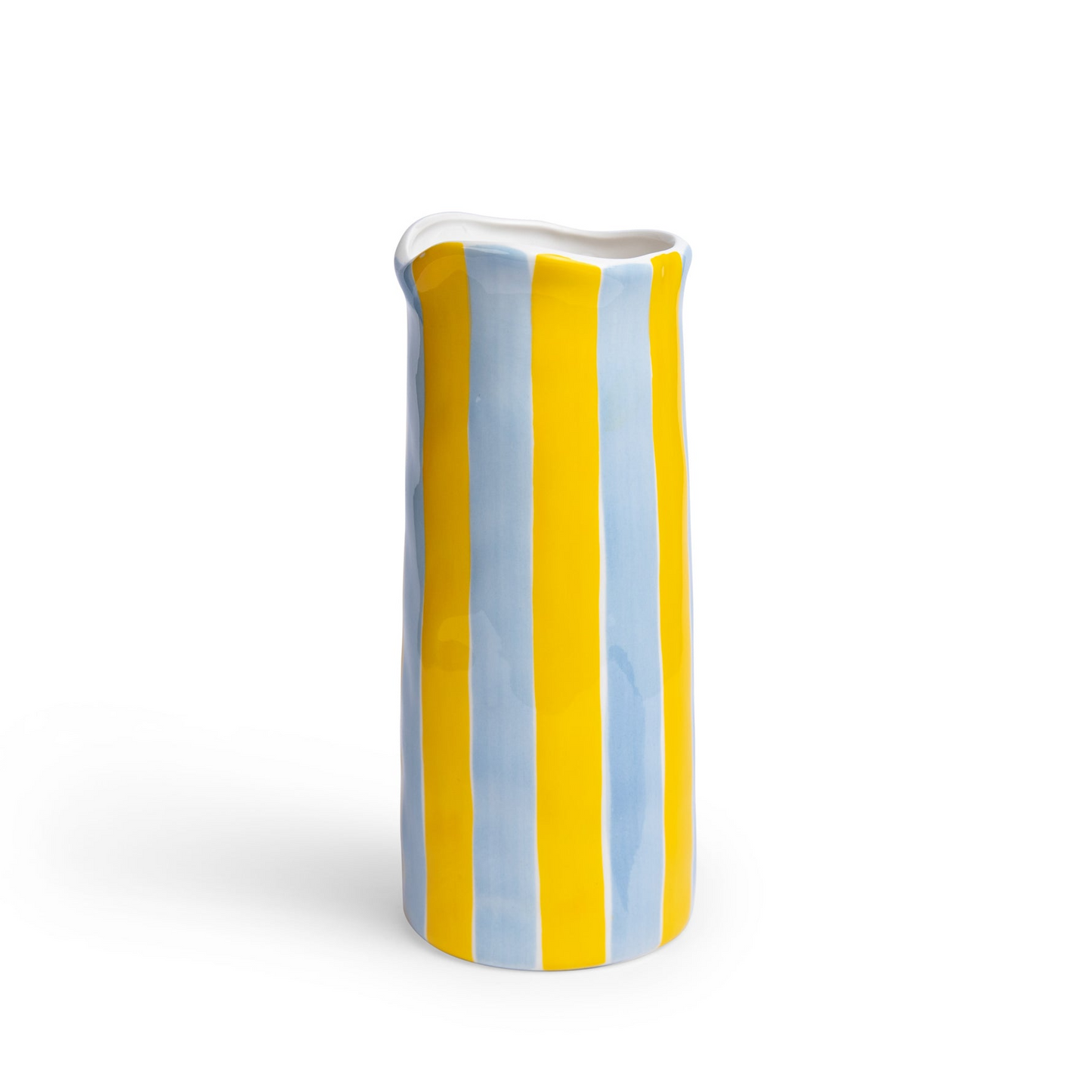 Medium Striped Vase – Cornflower Blue and Yellow