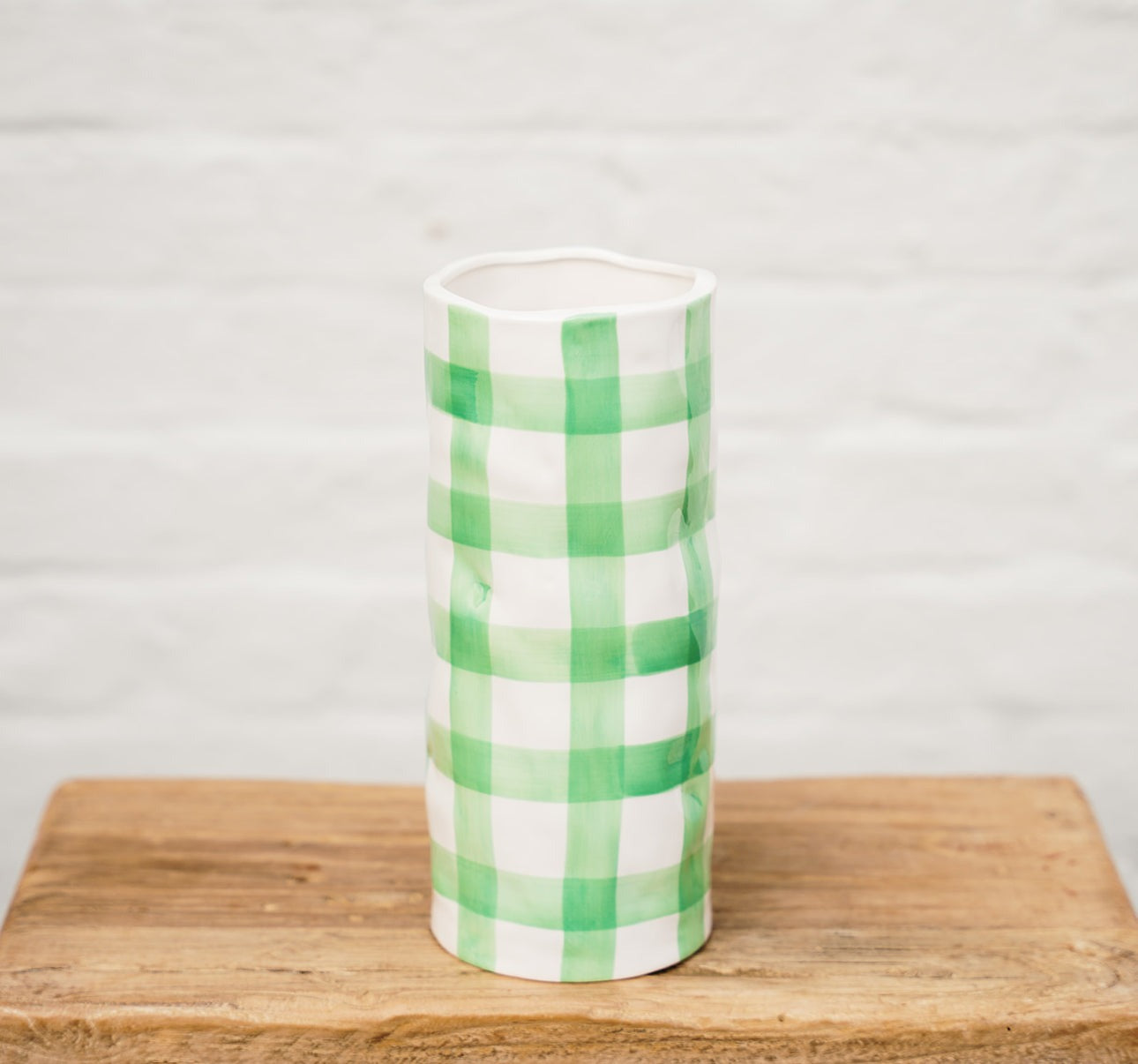Medium Gingham Vase - Mint