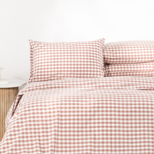 Modella Gingham Quilt Cover Set (King) – Mocha