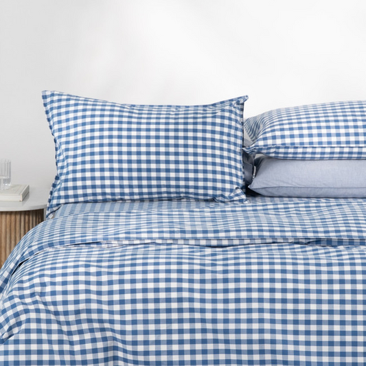 Modella Gingham Quilt Cover Set (King) – Indigo