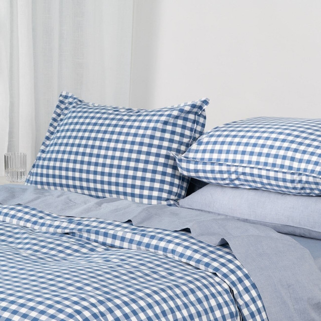 Modella Gingham Quilt Cover Set (Super King) – Indigo