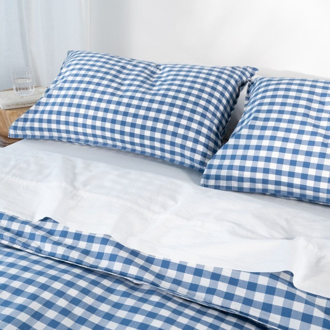 Modella Gingham Quilt Cover Set (Super King) – Indigo