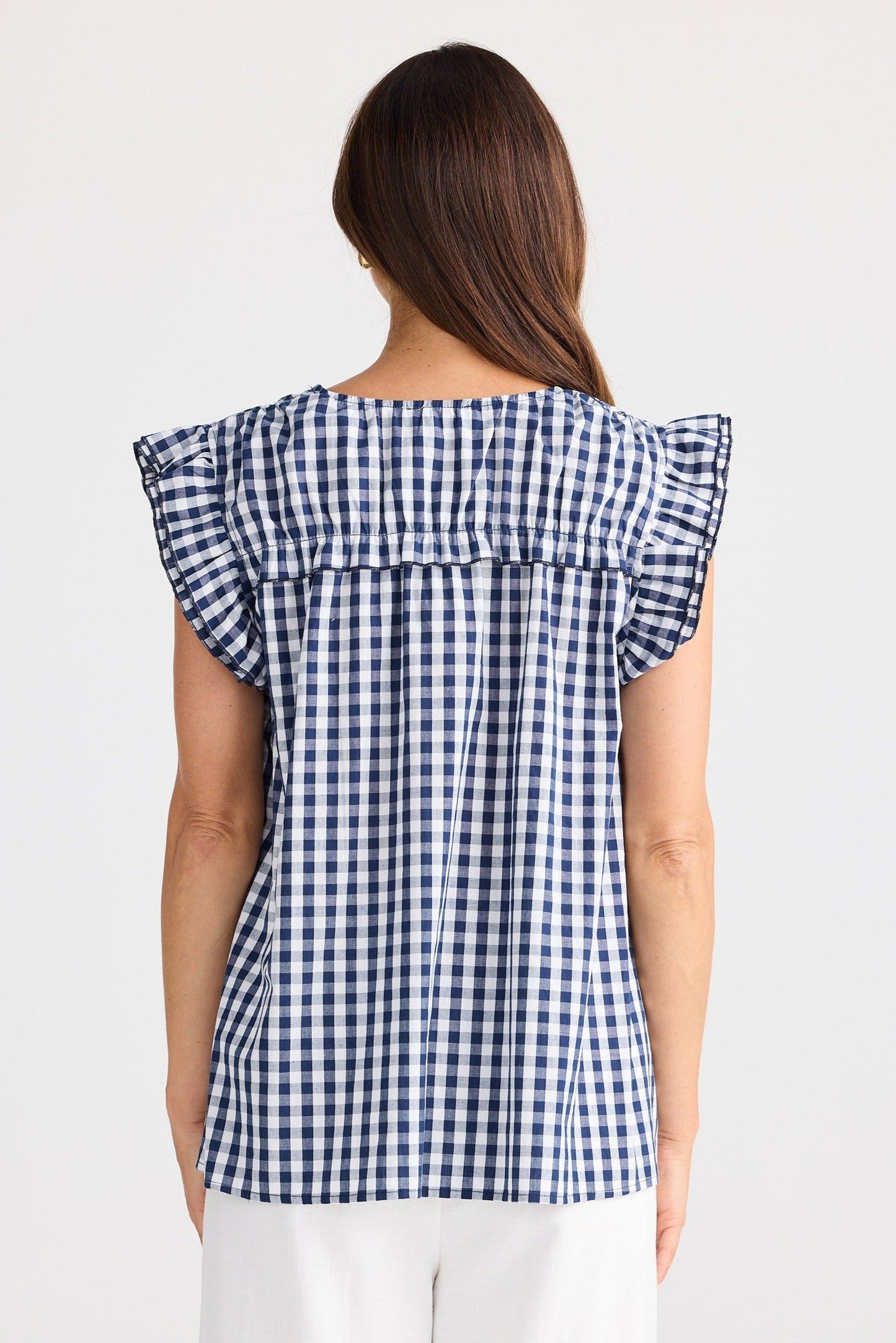 Paz Top - Navy Gingham