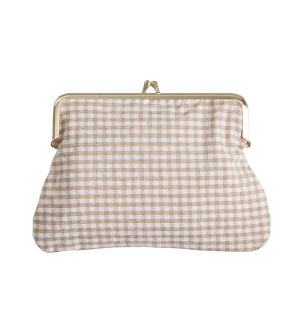Petite Everything Clutch - Biscotti Gingham