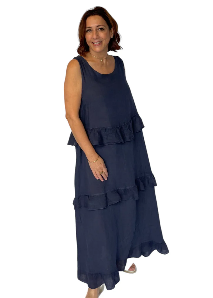 Linen Maxi Dress - Navy