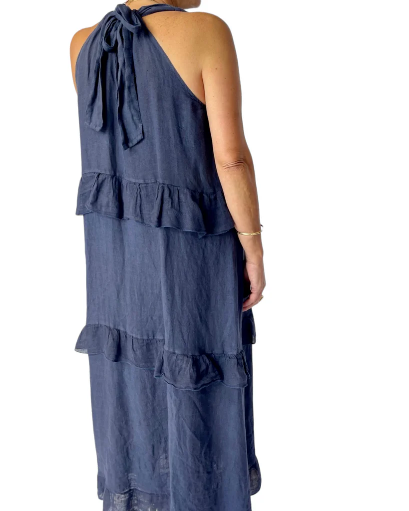 Linen Maxi Dress - Navy
