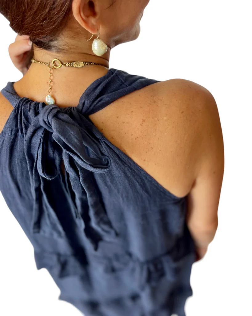 Linen Maxi Dress - Navy