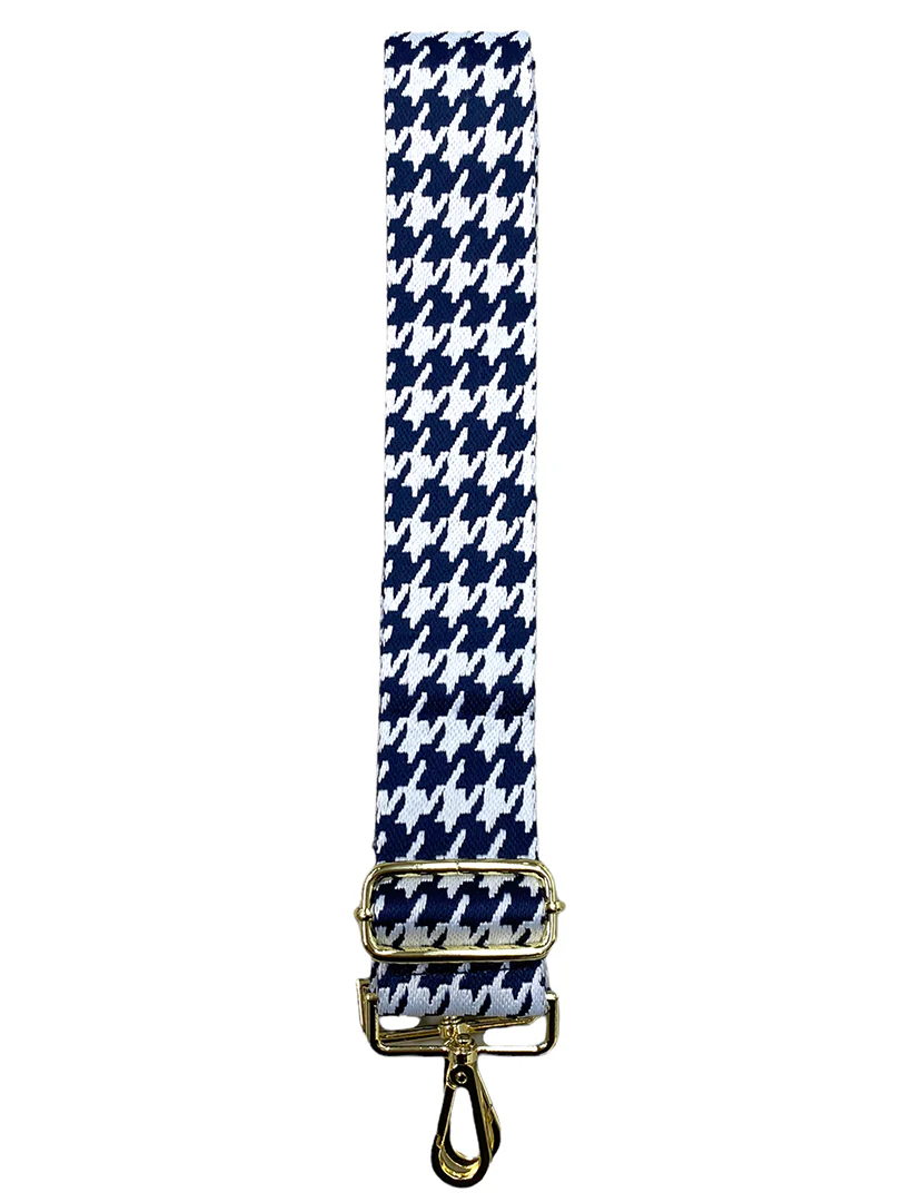 Webbing Bag Strap - Houndstooth/Navy/White