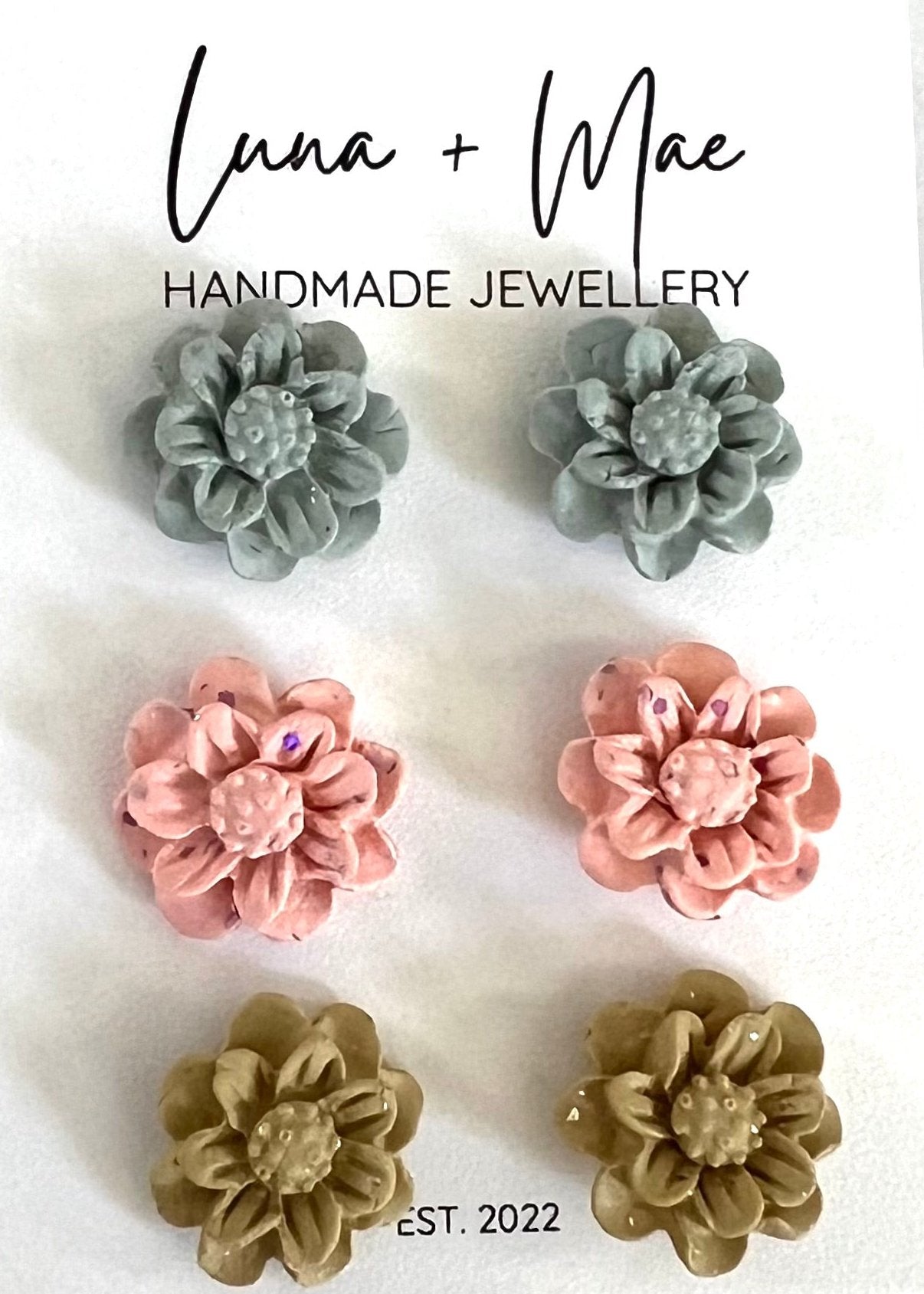 Polymer Clay Flower Stud Triple Pack - #1
