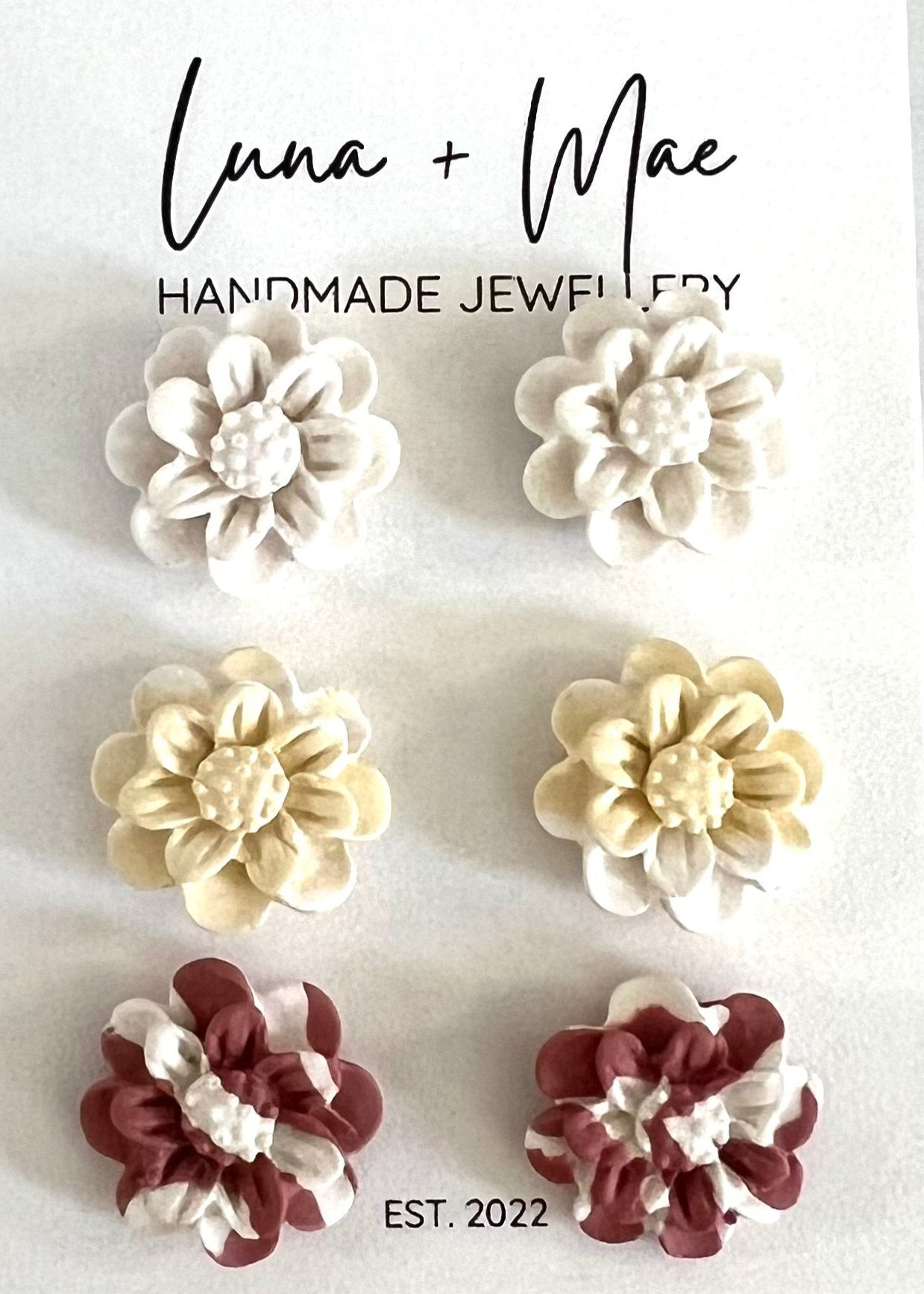 Polymer Clay Flower Stud Triple Pack - #2