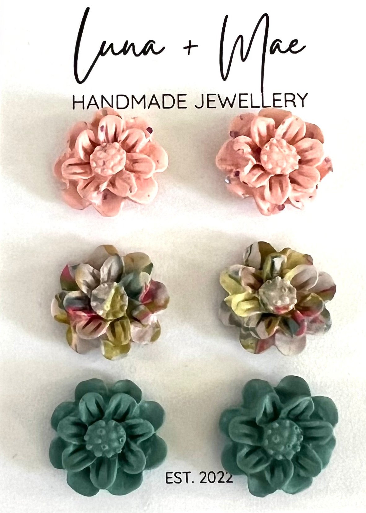 Polymer Clay Flower Stud Triple Pack - #3