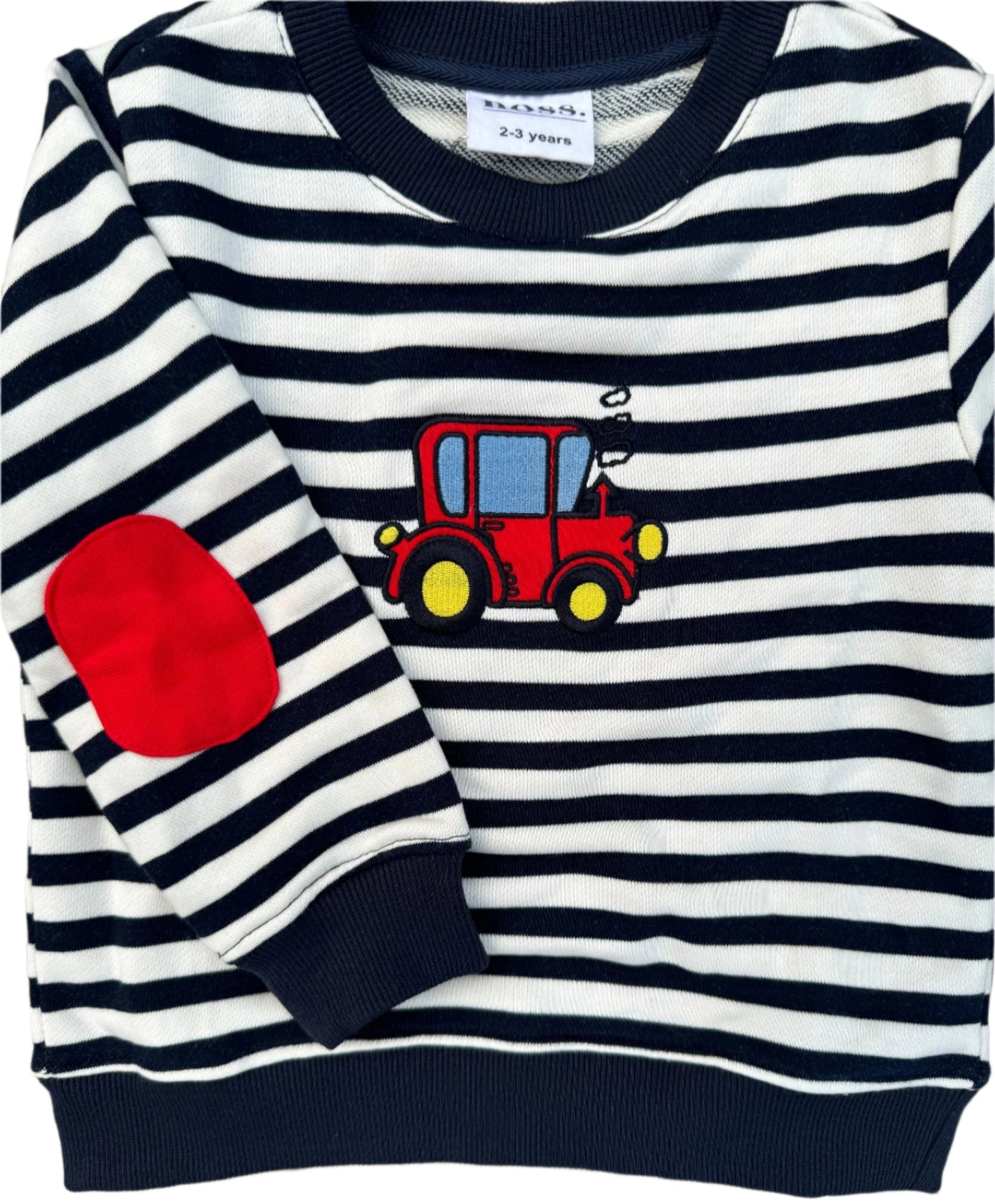 Red Tractor Jumper - Navy Stripe