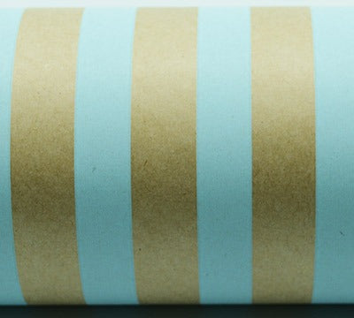Regular Stripe Gift Wrap - Pale Blue On Kraft