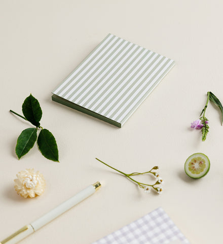 Petite Notebook - Sage Stripe