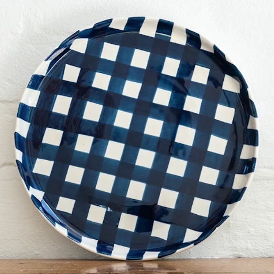 Gingham Platter - Navy