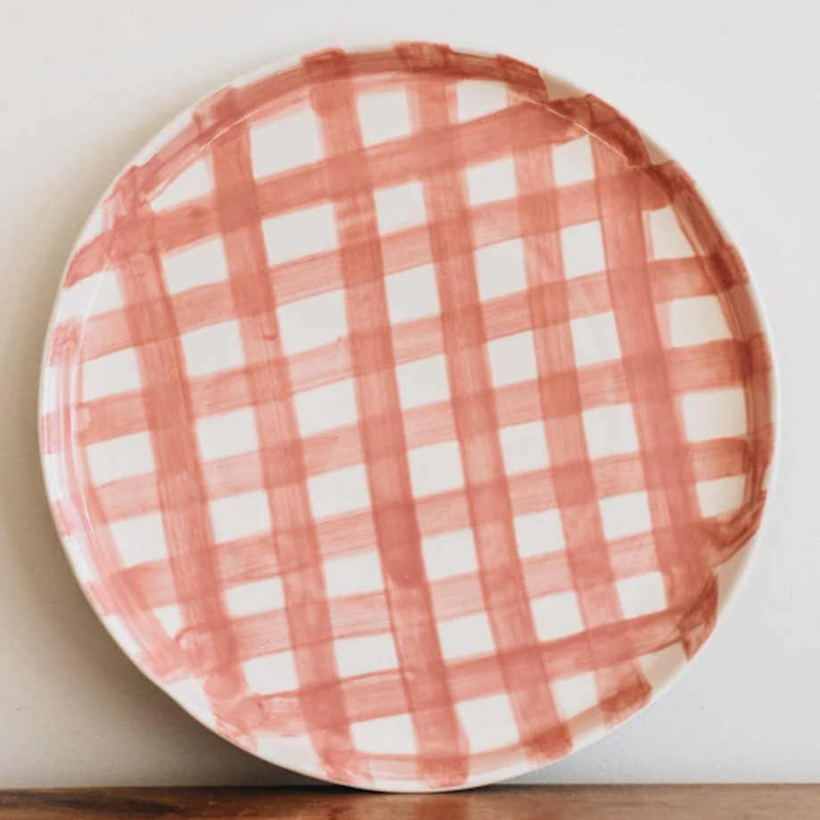 Gingham Platter - Pink