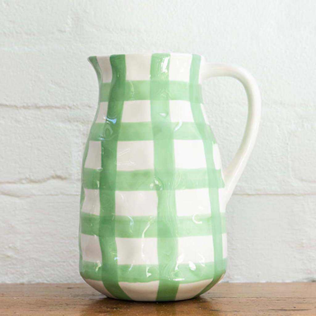 Large Gingham Jug - Mint Green