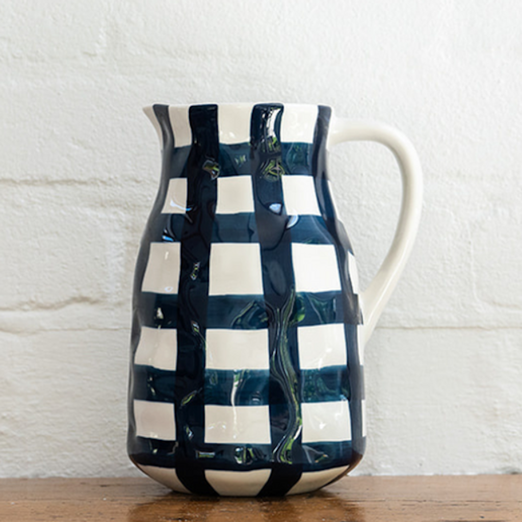 Large Gingham Jug - Navy