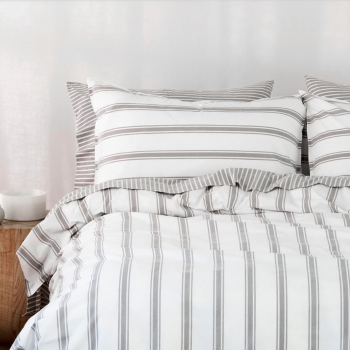 Modella Resort Stripe Quilt Cover Set (Super King) - Grey
