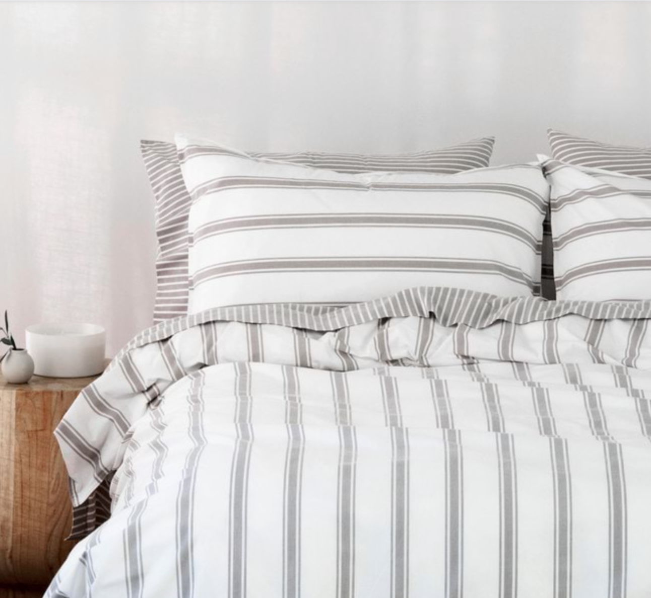 Modella Resort Stripe Quilt Cover Set (King) - Grey