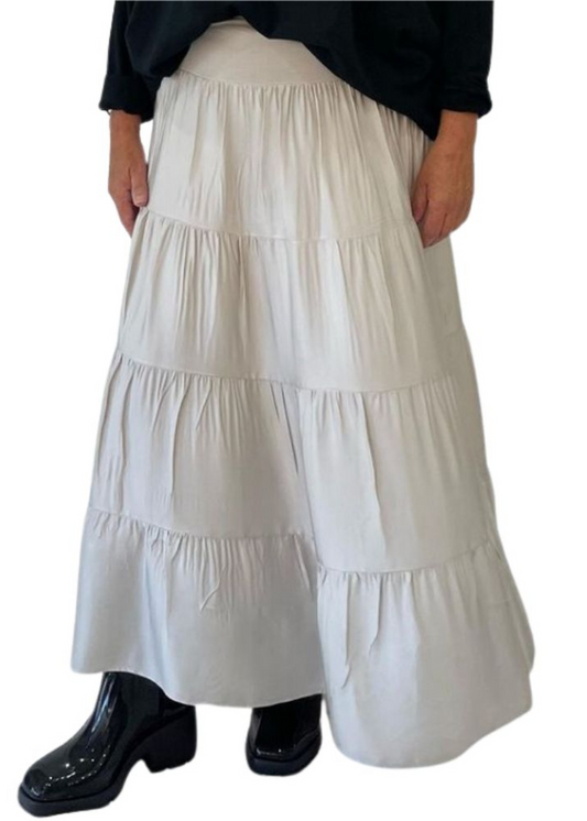 Silk Tiered Skirt - Panna
