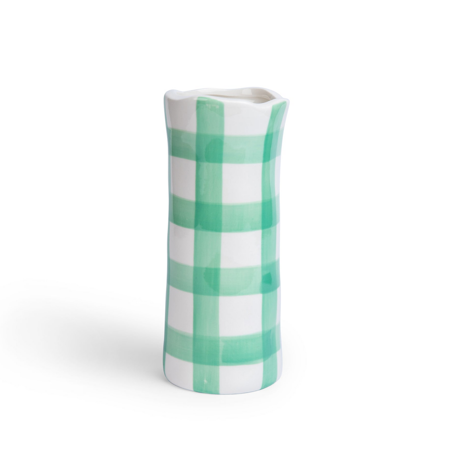 Small Gingham Vase - Mint Green