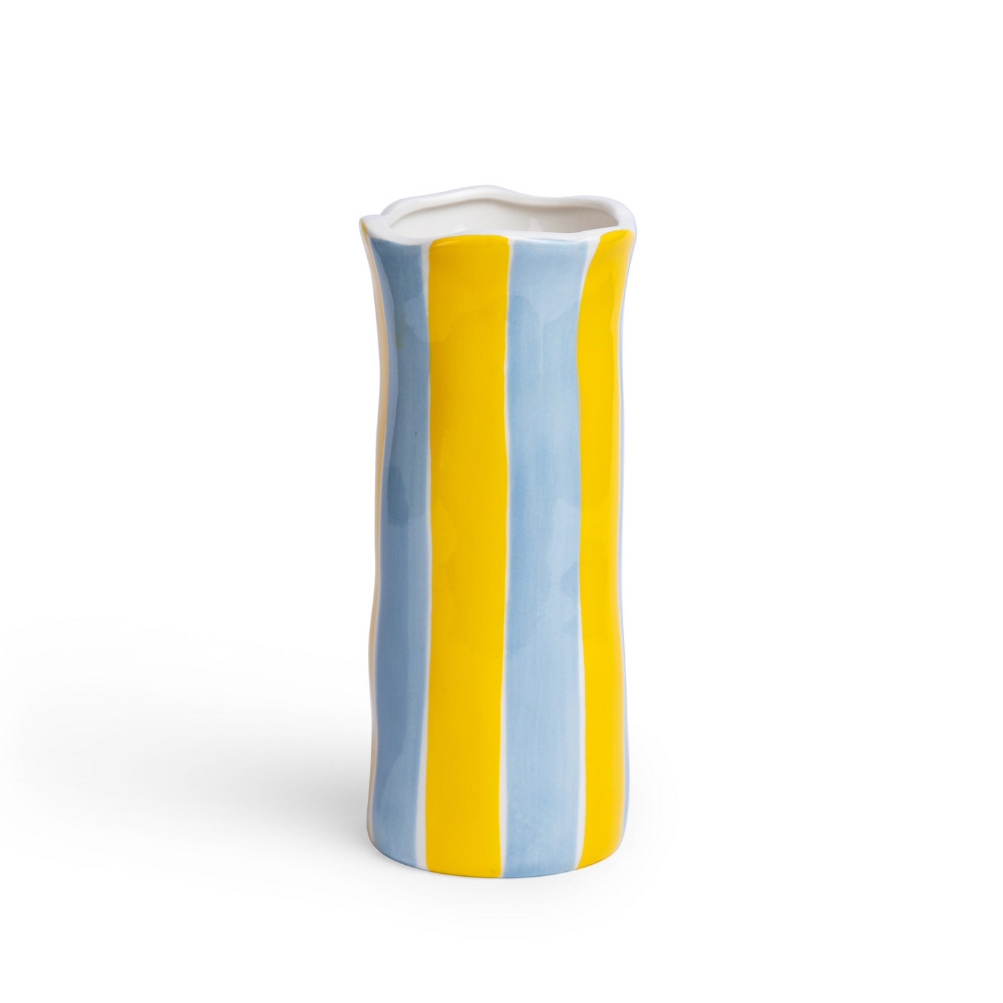 Small Striped Vase – Cornflower Blue and Yellow