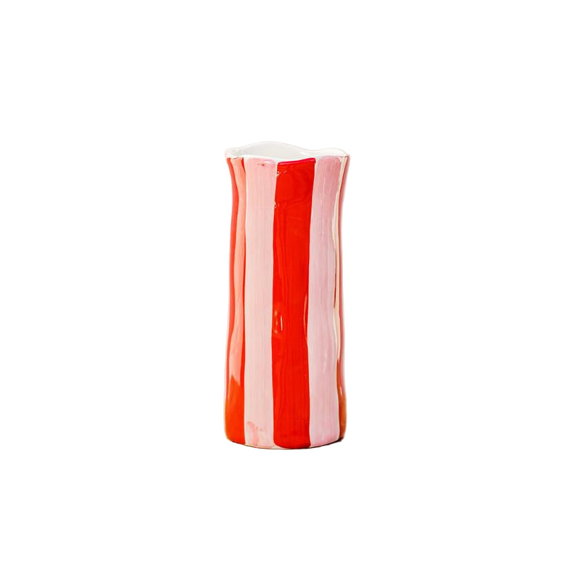 Small Striped Vase – Red & Pink