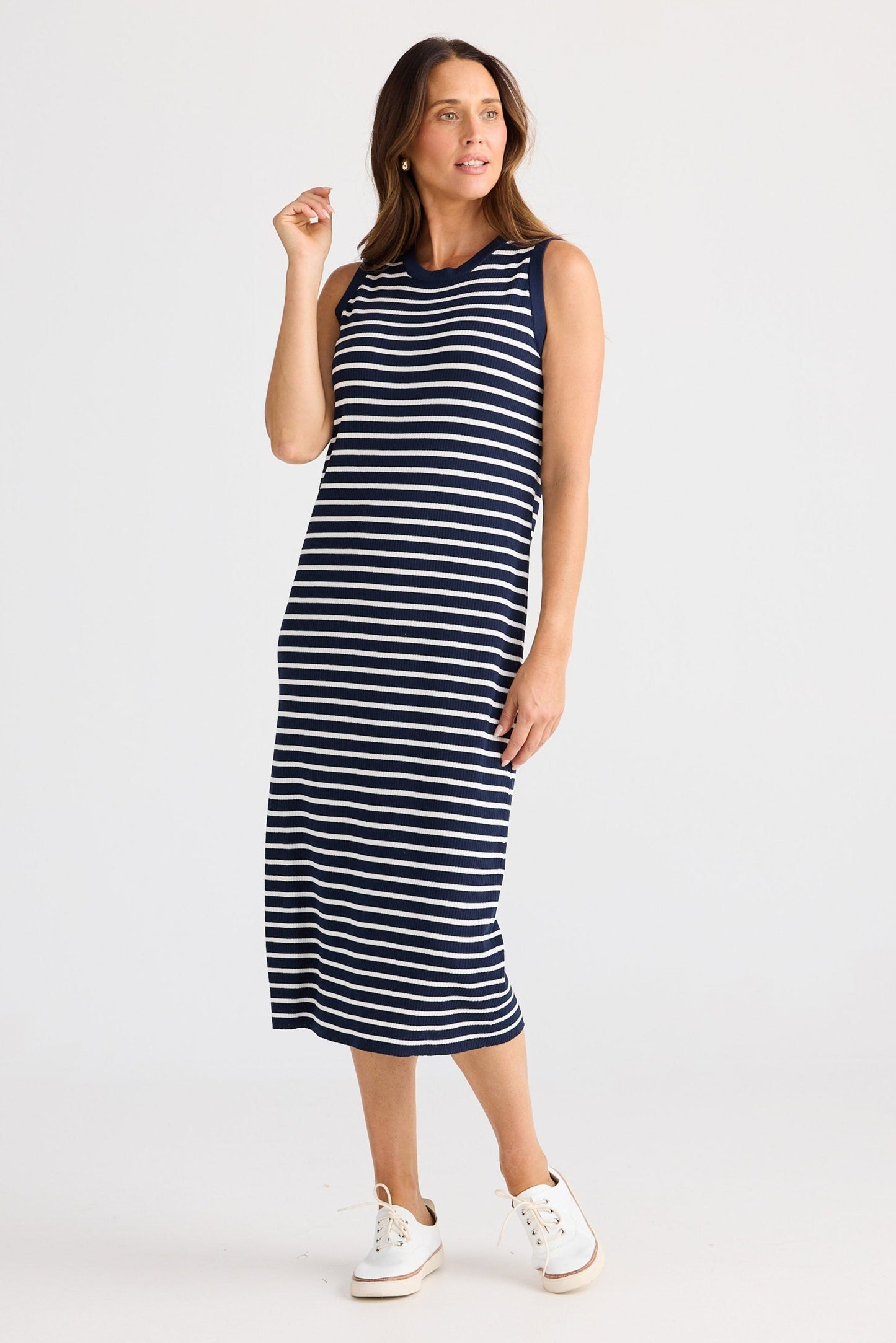 Squad Dress - Navy with White Stripe
