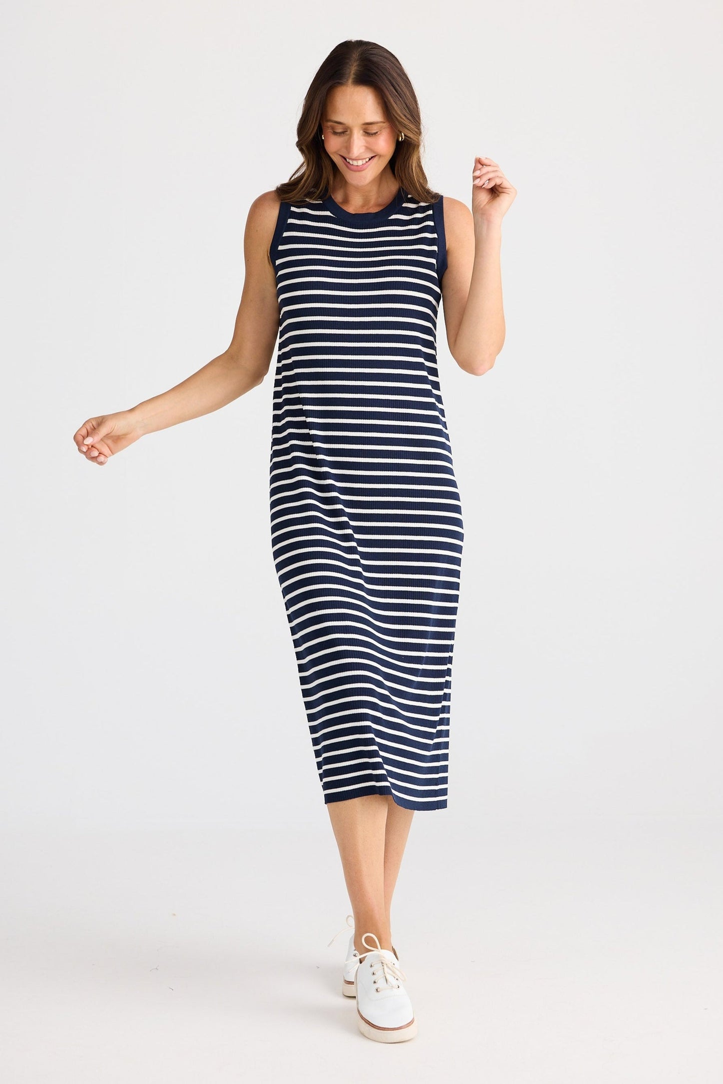 Squad Dress - Navy with White Stripe