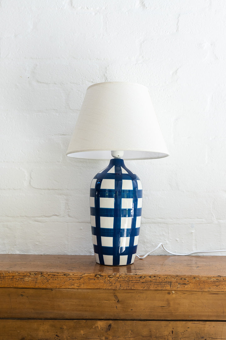Gingham Lamp - Navy