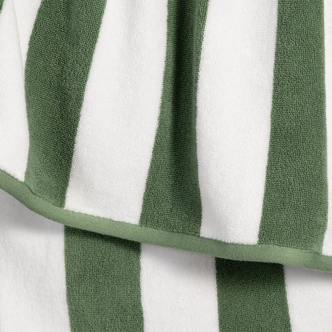 Striped Cabana Cotton Terry Beach Towel - Olive