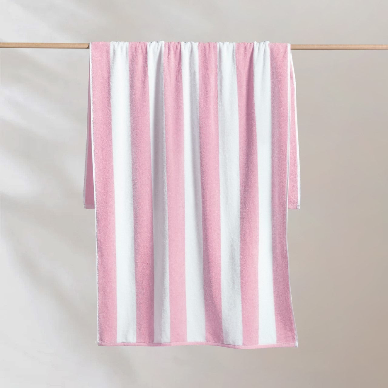 Striped Cabana Cotton Terry Beach Towel - Pink