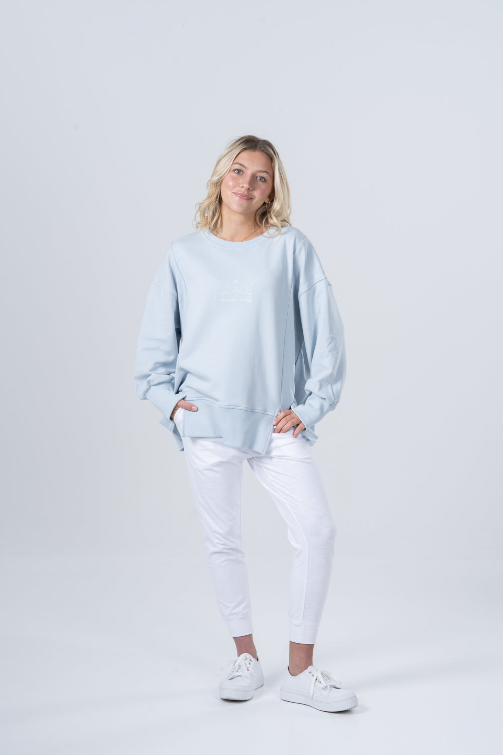 Vintage Grace Sweater - Dusty Blue