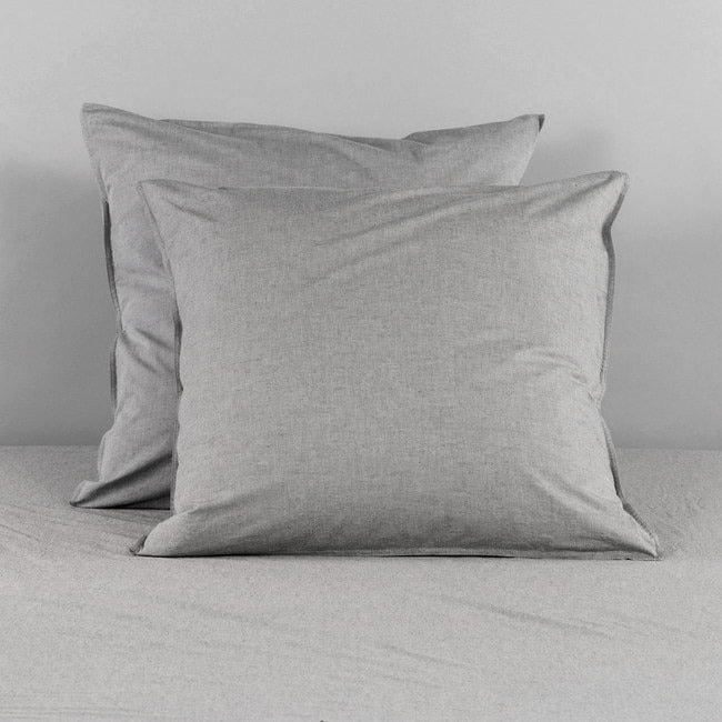 Vintage Softwash Cotton European Pillowcase Pair - Smokey Grey