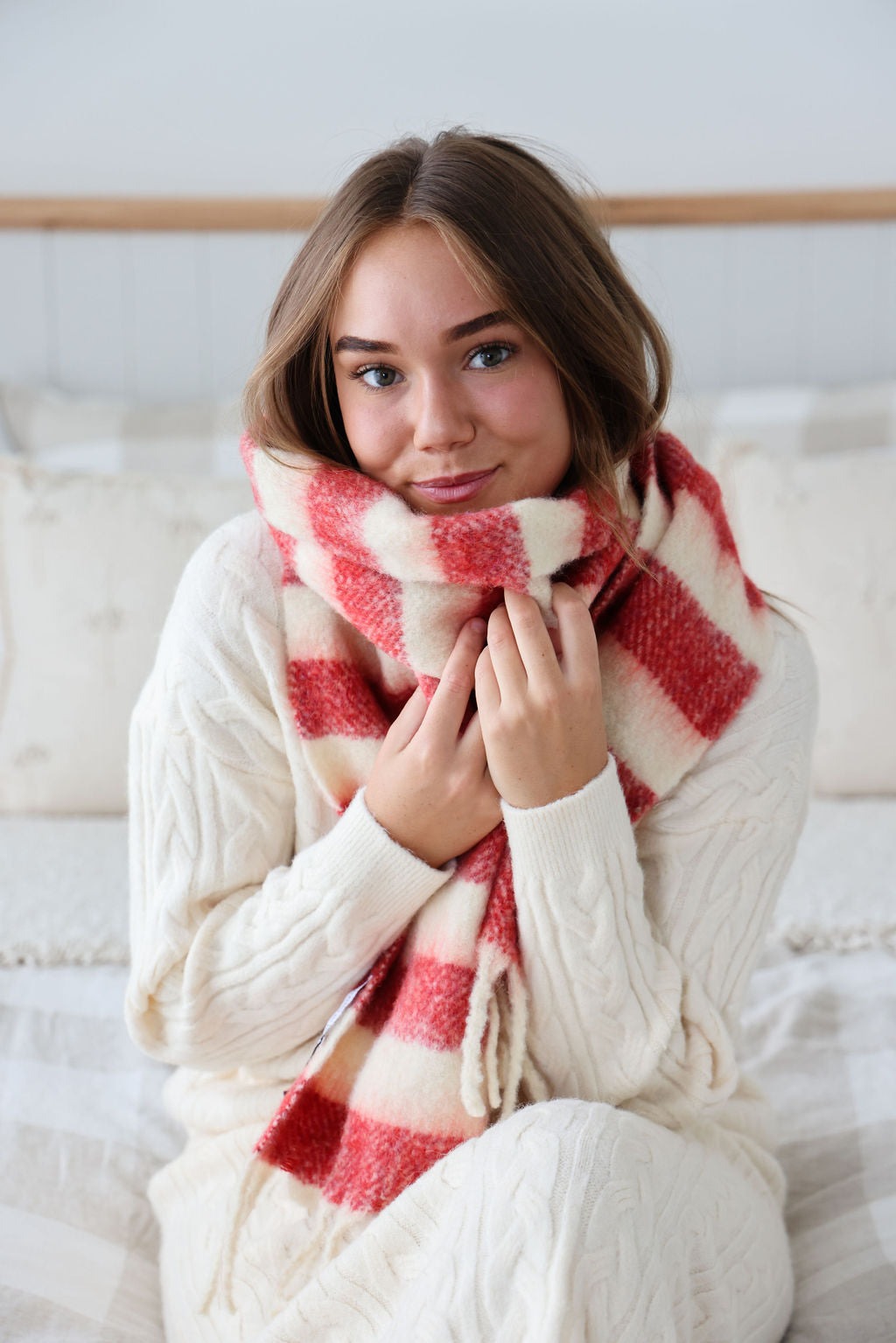 Washington Scarf - Ruby Stripe