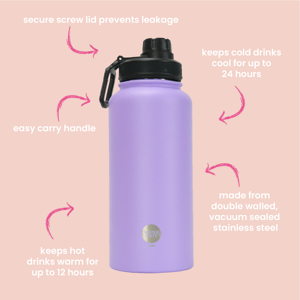 Watermate Stainless Steel Drink Bottle - Pale Pink