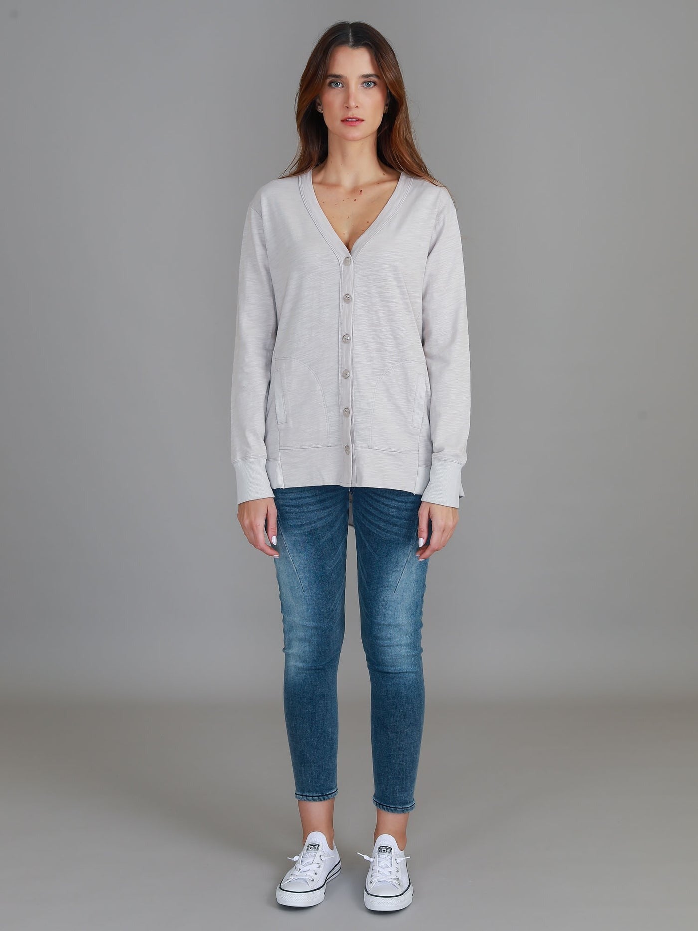 Weslie Long Sleeve Asymmetrical Cardigan - Angora