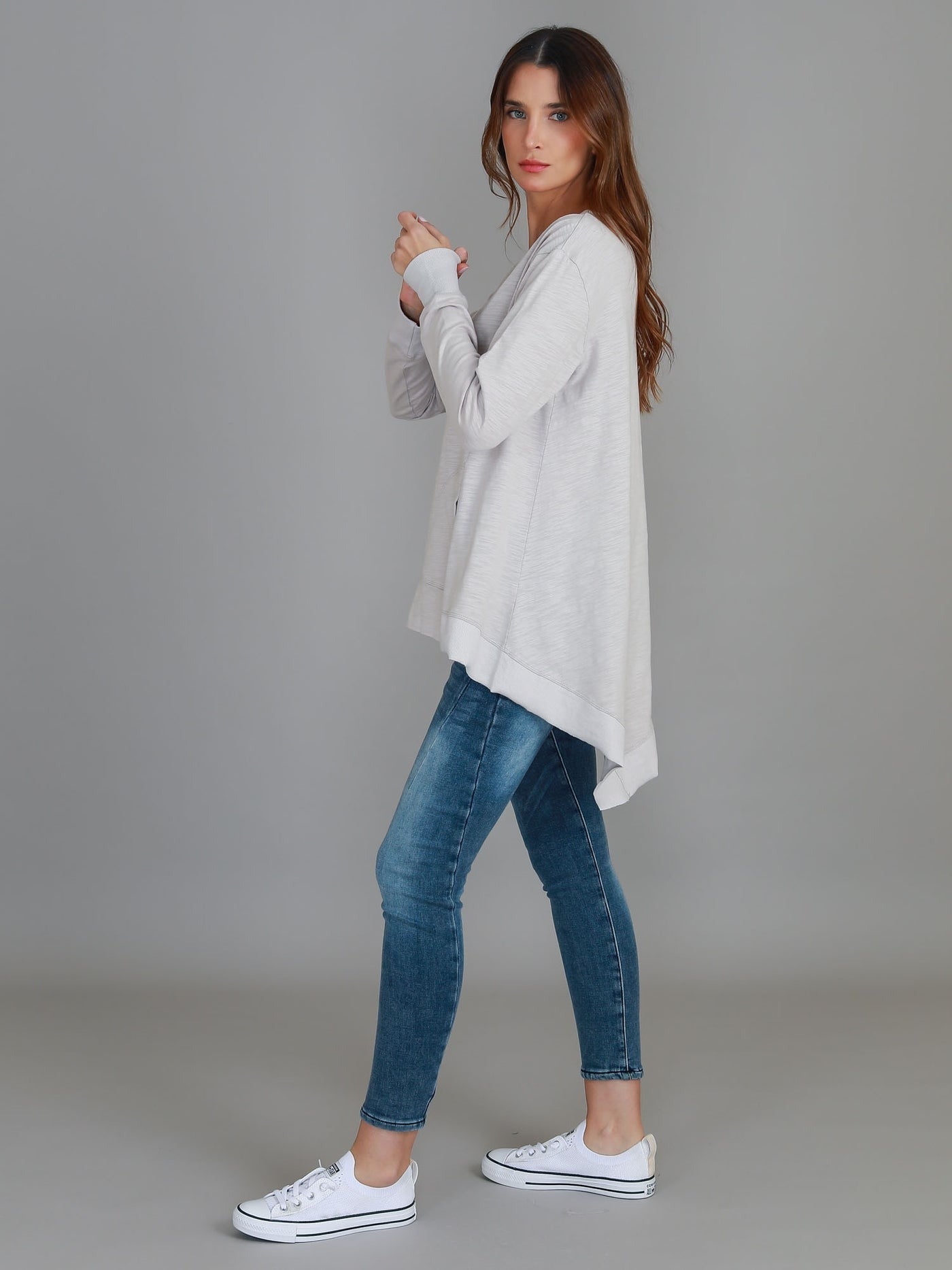 Weslie Long Sleeve Asymmetrical Cardigan - Angora