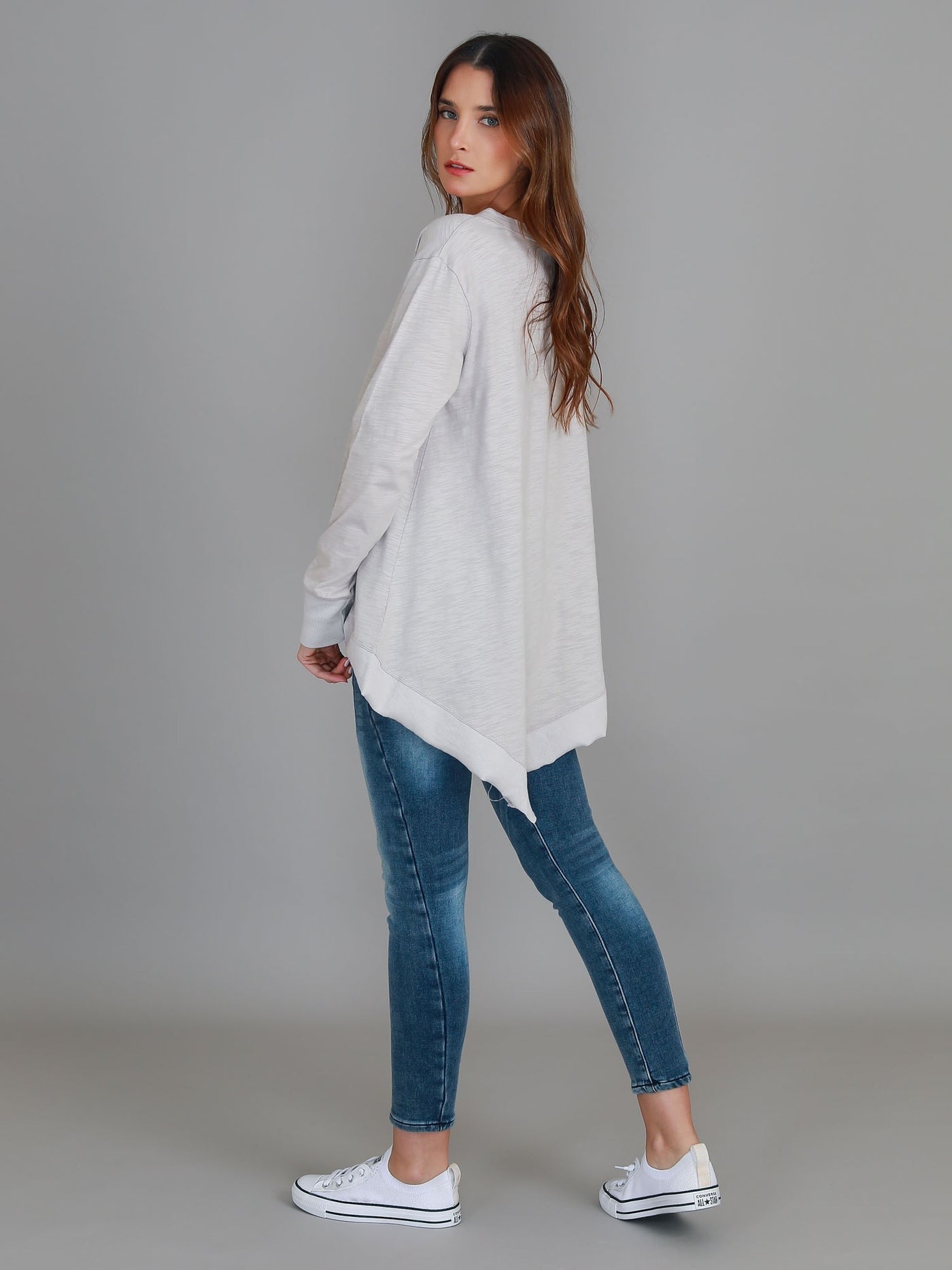 Weslie Long Sleeve Asymmetrical Cardigan - Angora