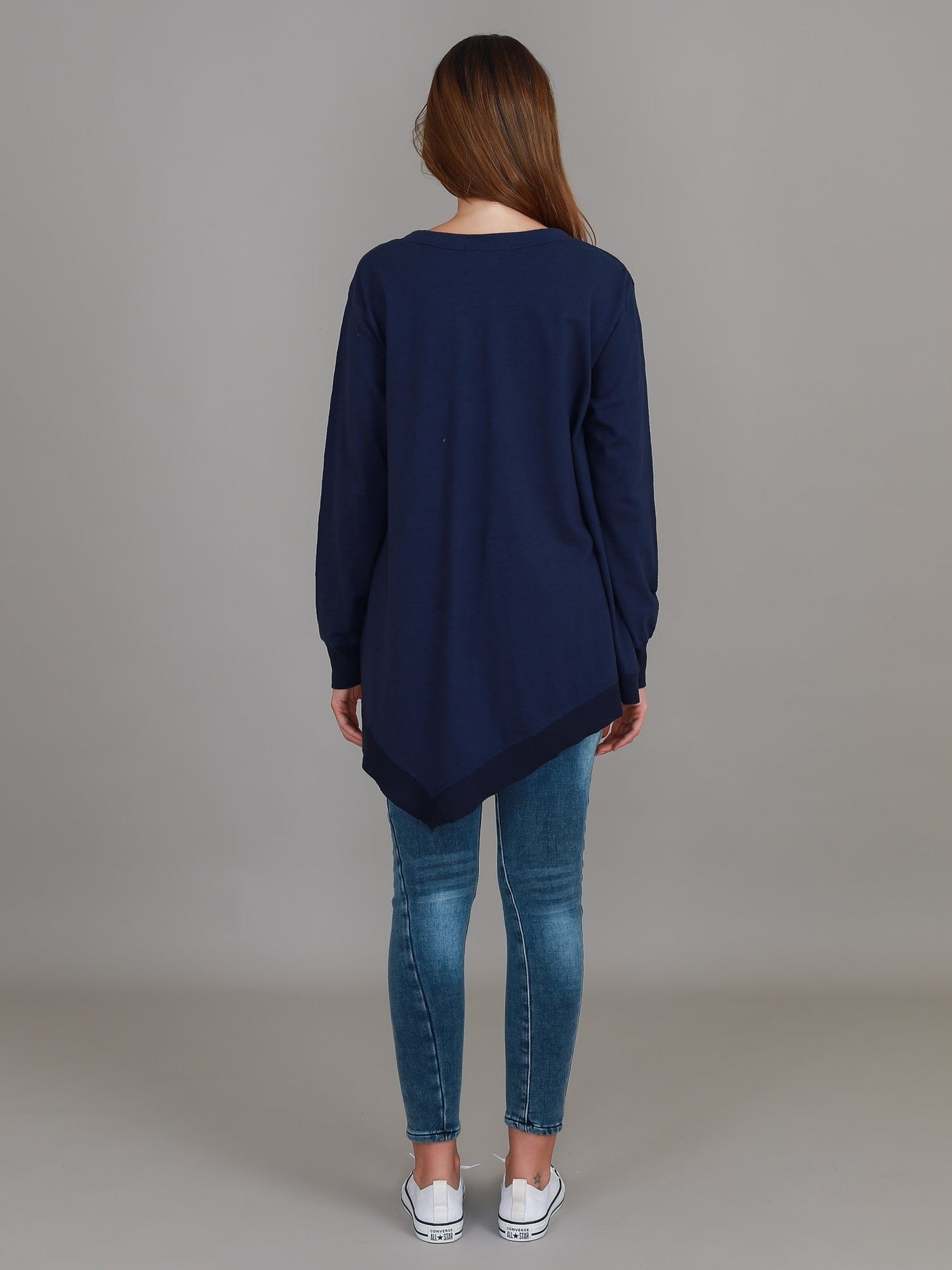 Weslie Long Sleeve Asymmetrical Cardigan - Navy