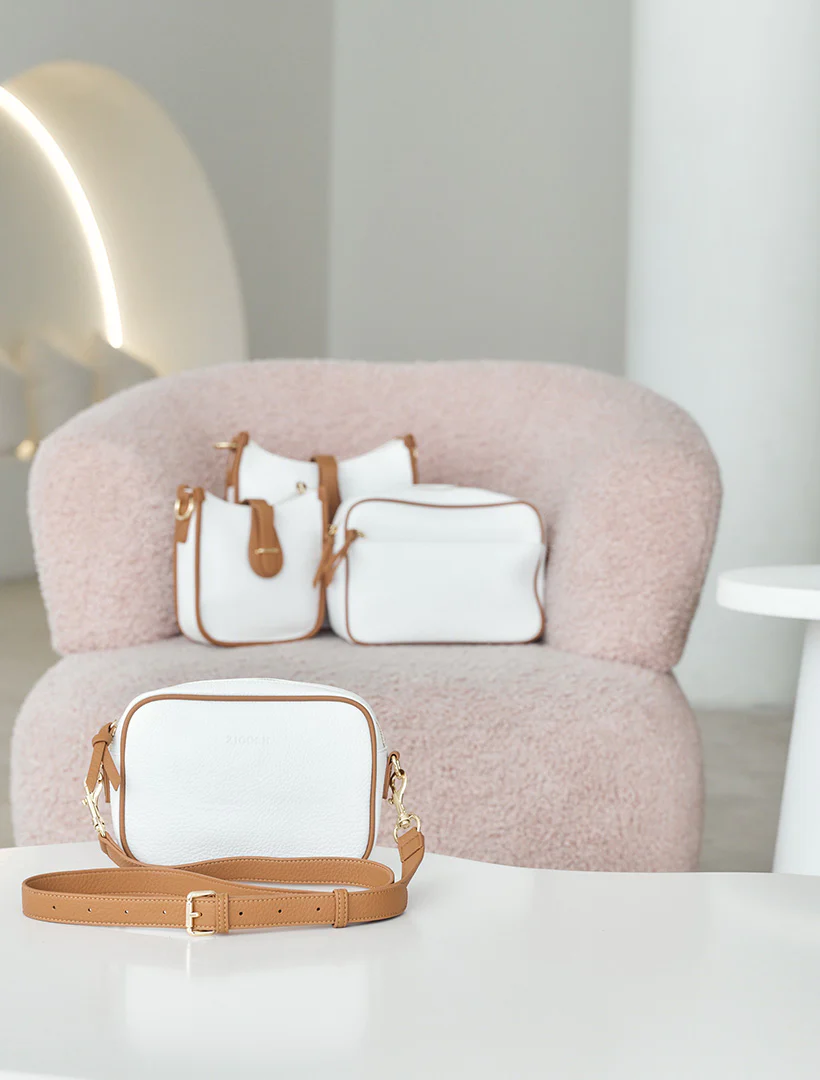 Ruby Sports Cross Body Bag Dual Tone - White Tan
