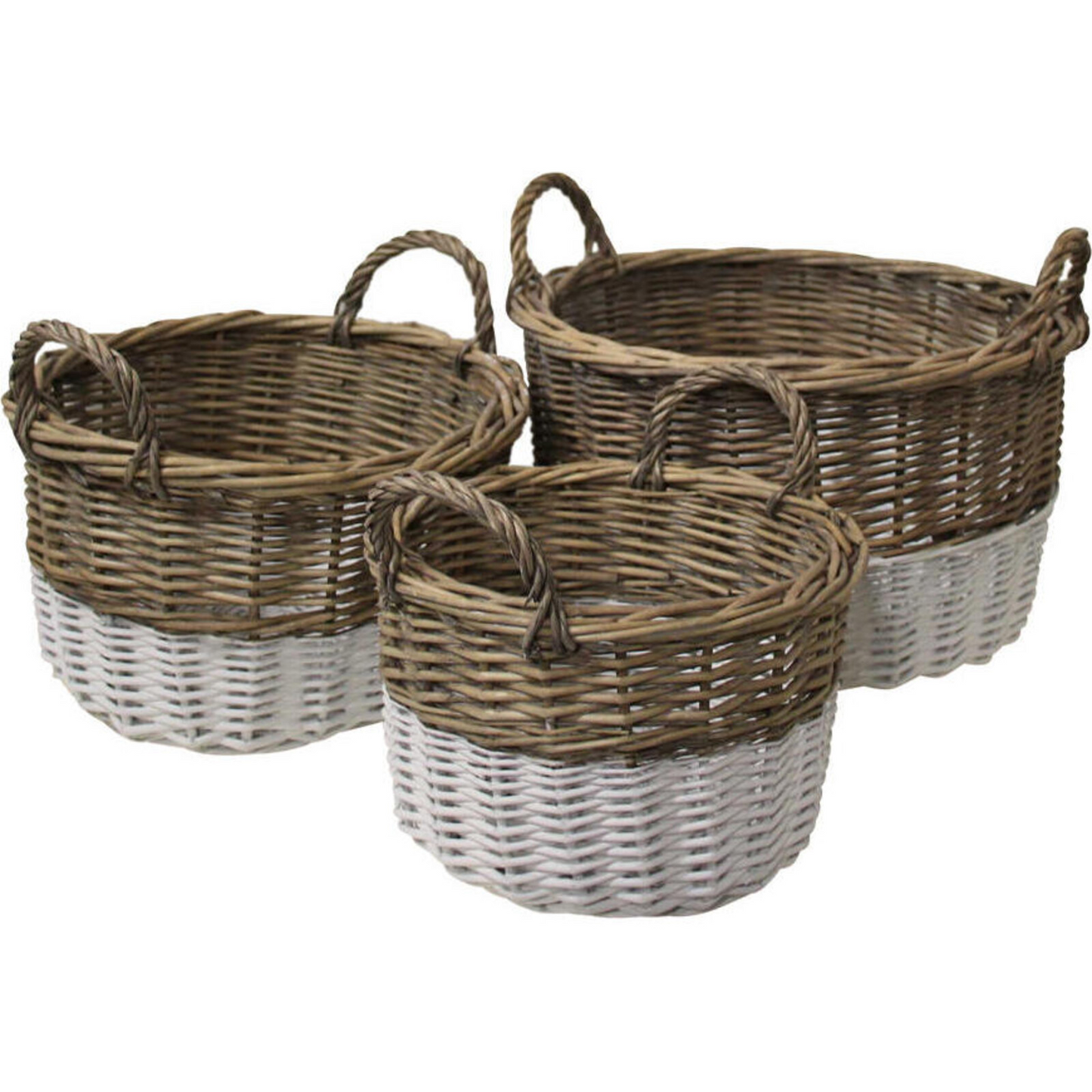 White Dip Basket w/ Handle - Medium