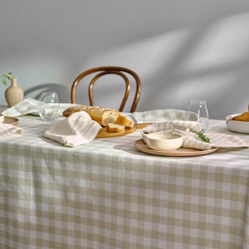 Cucina Gingham Napkin Set - Stone