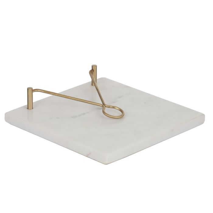 Mira Marble/Brass Napkin Holder - White