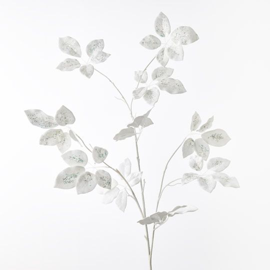 Schefflera Leaf Velvet Spray - White