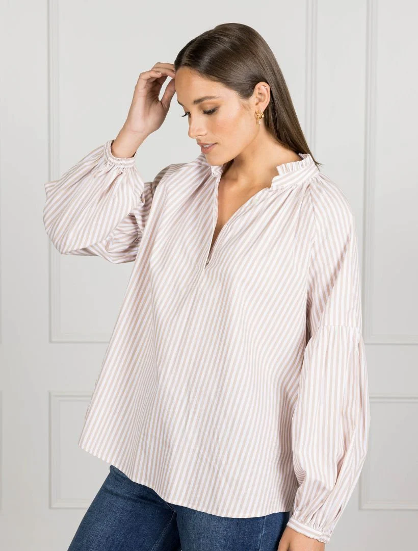 Kell Stripe Shirt - Beige