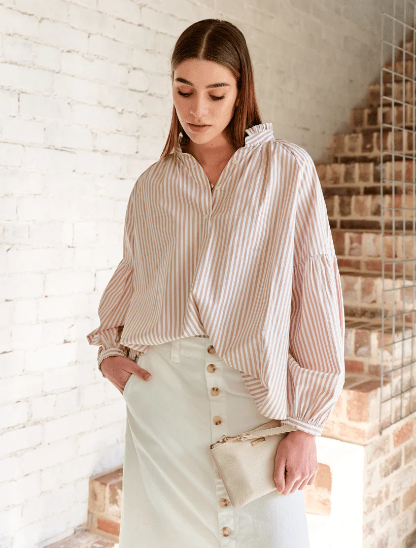 Kell Stripe Shirt - Beige