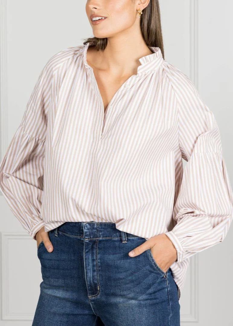Kell Stripe Shirt - Beige